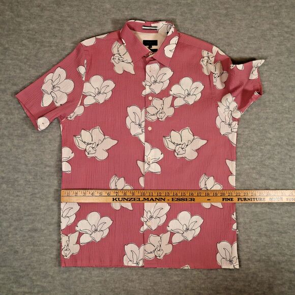 Ted Baker Coving Floral Seersucker Shirt Mens Size 5 XL** Pink Hawaiian Aloha - Picture 6 of 8
